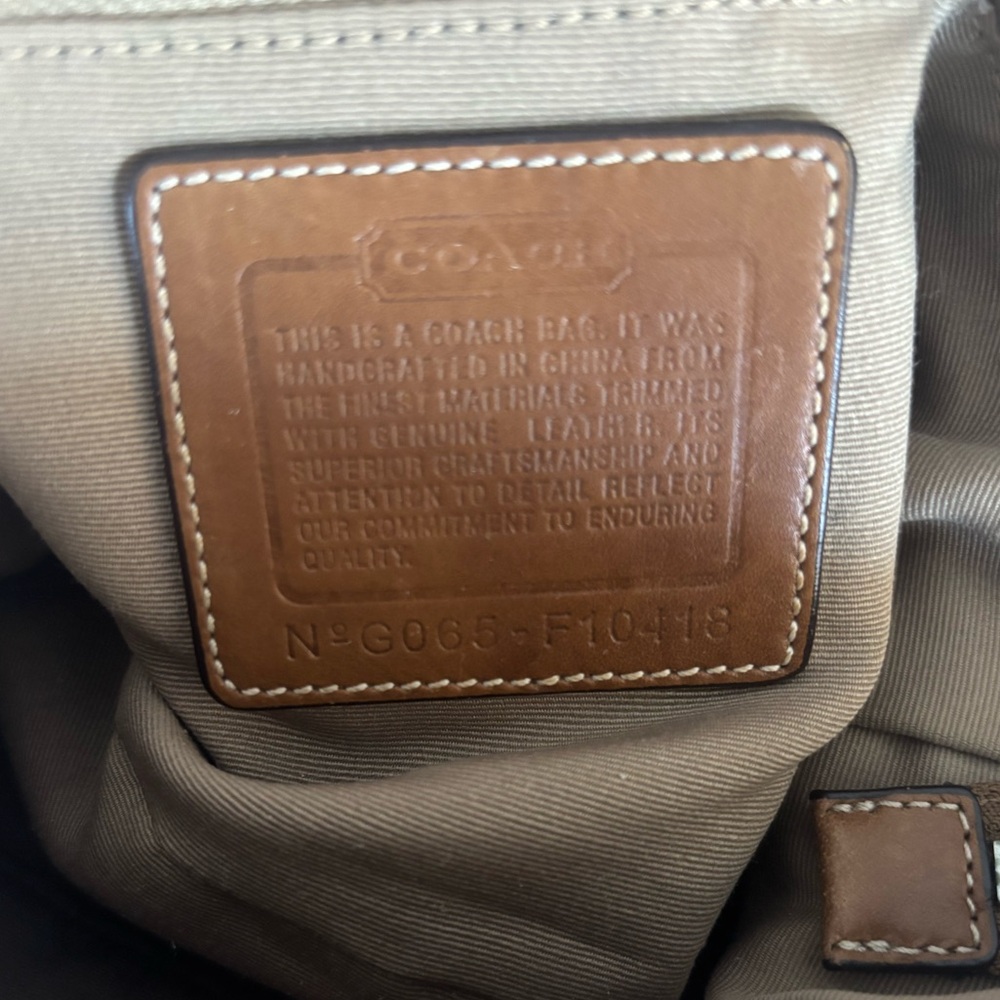 🍃🦋 Vintage Coach Signature Canvas Leather Shoulder Hobo Mini Duffle Bag - Picture 12 of 15